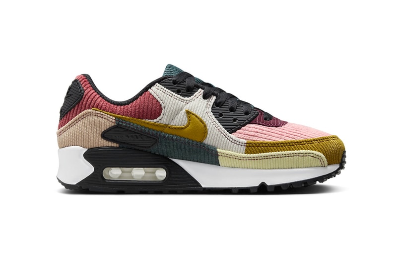 Nike Air Max 90 Surfaces in "Multi-Color Corduroy" FB8455-001 Black/Bronzine-Red Stardust-Cedar swoosh sneakers shoe