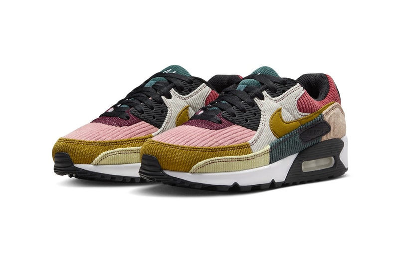 Nike Air Max 90 Surfaces in "Multi-Color Corduroy" FB8455-001 Black/Bronzine-Red Stardust-Cedar swoosh sneakers shoe