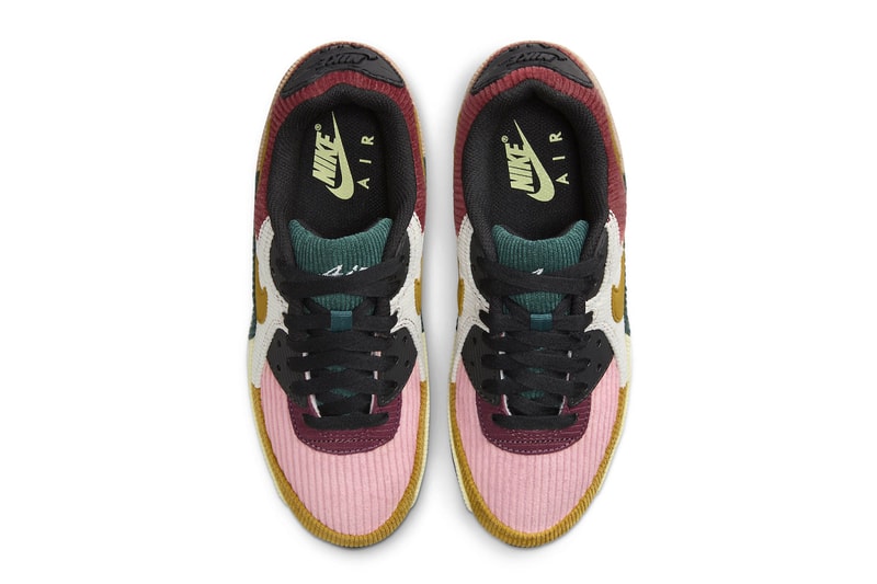 Nike Air Max 90 Surfaces in "Multi-Color Corduroy" FB8455-001 Black/Bronzine-Red Stardust-Cedar swoosh sneakers shoe