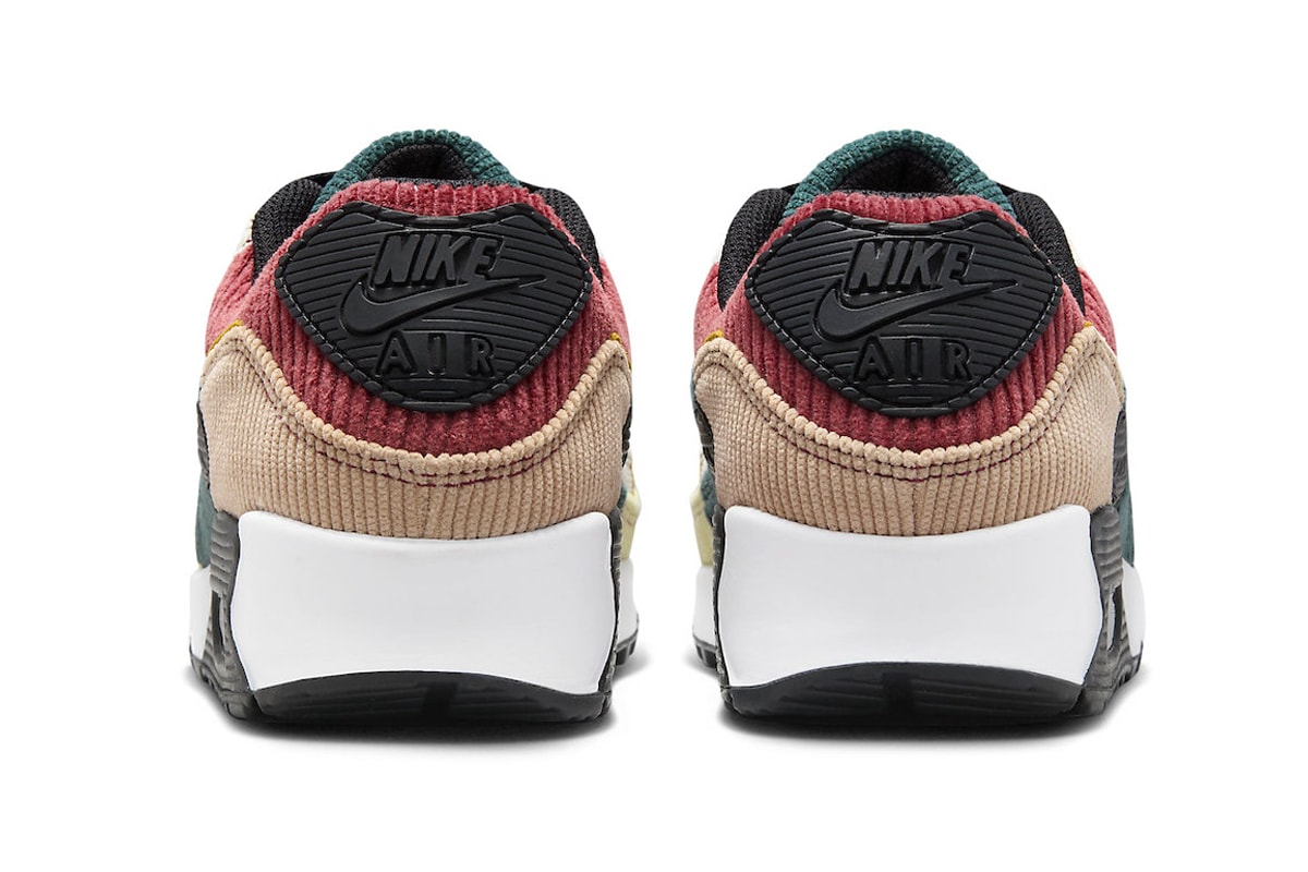 Nike Air Max 90 Surfaces in "Multi-Color Corduroy" FB8455-001 Black/Bronzine-Red Stardust-Cedar swoosh sneakers shoe
