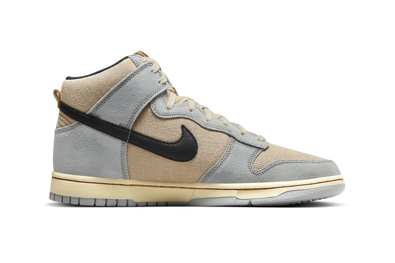 Nike Dunk High SE Receives Textured Iteration in "Hemp Hoops" FJ4191-200 Release Info Grain/Black-Light Pumice-Pale Vanilla-Monarch-Dark Stucco february 2024 suede hemp canvas