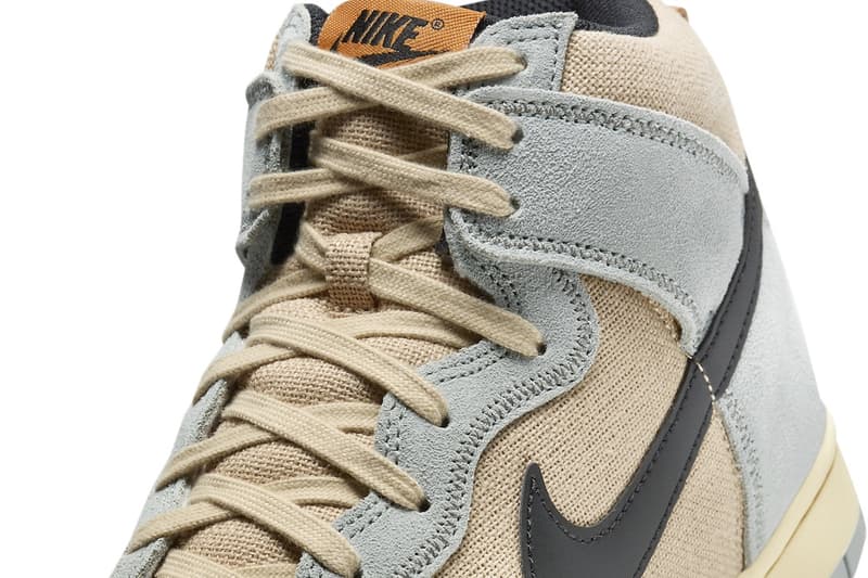 Nike Dunk High SE Receives Textured Iteration in "Hemp Hoops" FJ4191-200 Release Info Grain/Black-Light Pumice-Pale Vanilla-Monarch-Dark Stucco february 2024 suede hemp canvas