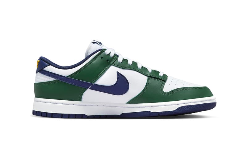 Official Look at the Nike Dunk Low "Fir/Midnight Navy" FV6911-300 release info Fir/White-University Gold-Midnight Navy december 2023