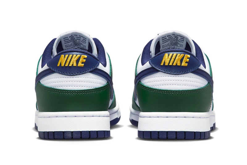 Official Look at the Nike Dunk Low "Fir/Midnight Navy" FV6911-300 release info Fir/White-University Gold-Midnight Navy december 2023