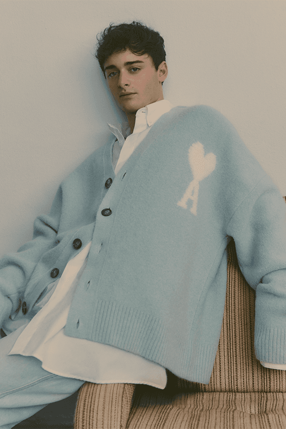 Noah Schnapp AMI Cloudy Wool Knitwear Campaign actor Paris Alexandre Mattiussi Ami de Cœur