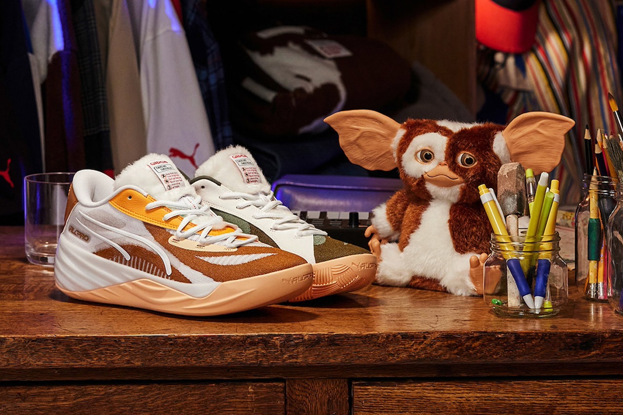 PUMA Hoops Unveils Nostalgic PUMA x Gremlins Collection sneaker drop price release cop mismatched movie nostalgic Warner Bros. classic 1984 movie.film's beloved characters – Gizmo and Gremlin leader Stripe mismatched