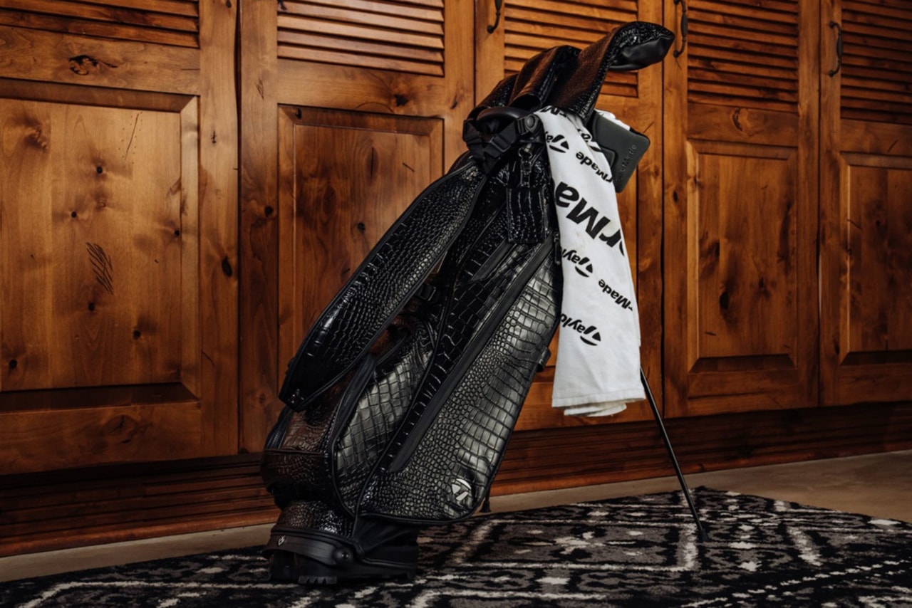 taylormade vessel golf first edition collection collaboration shoe stand carry bag black croc leather essential pouch headcover