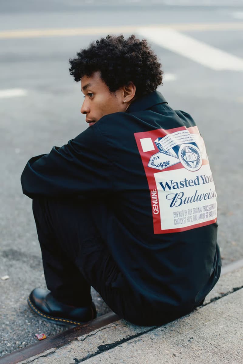 Wasted Youth Revisits Budweiser Collaboration for Fall 2023 Collection verdy human made essentials chore jackets oversized pants 