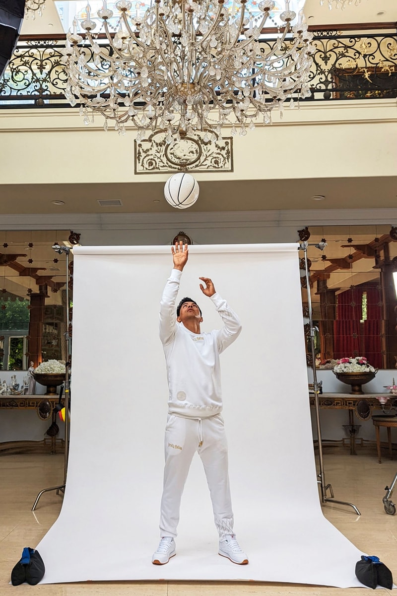 Victor Solomon Unveils "Literally Balling" Maison Capsule nba trophy basketball art design ball gator trophy gold chain starting five vessel sport court purchase apparel merch drop release shop price silver bracelet link flask gift crewneck shirt shorts mesh sweatpants jewelry
