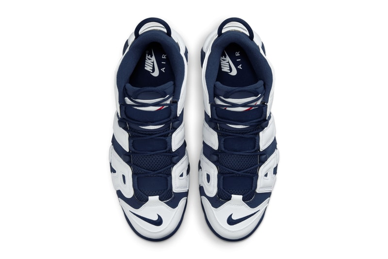 Nike Air More Uptempo "Olympic" To Return Next Summer White/Midnight Navy-Metallic Gold-University Red FQ8182-100 august 2024 retro high top basketball shoe