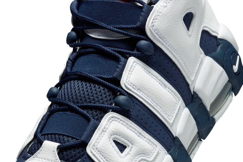 Nike Air More Uptempo "Olympic" To Return Next Summer White/Midnight Navy-Metallic Gold-University Red FQ8182-100 august 2024 retro high top basketball shoe