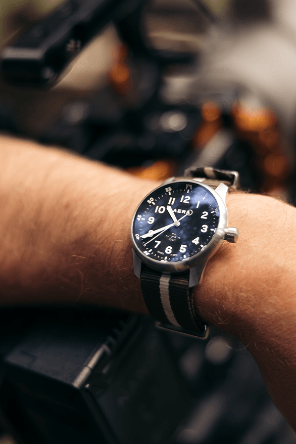 AERA P1 Pilot Watch Release Information details date wildlife Steve Woods Kenya animals Maasai Nato strap