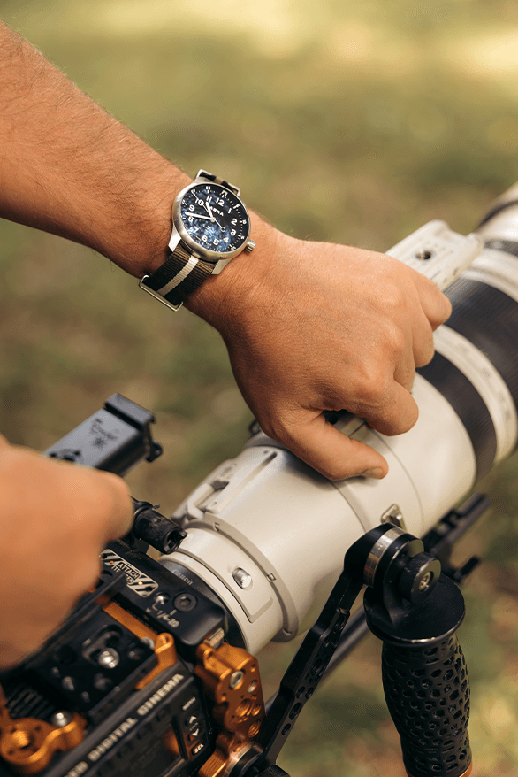 AERA P1 Pilot Watch Release Information details date wildlife Steve Woods Kenya animals Maasai Nato strap