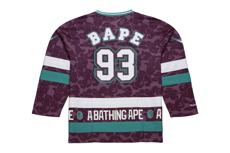 BAPE Teams up With Mitchell & Ness For New NHL Collaboration jersey beanies national hockey league Anaheim Ducks, New York Rangers, Los Angeles Kings, and Florida Panthers