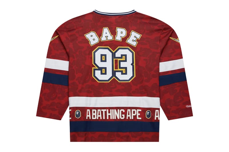 BAPE Teams up With Mitchell & Ness For New NHL Collaboration jersey beanies national hockey league Anaheim Ducks, New York Rangers, Los Angeles Kings, and Florida Panthers