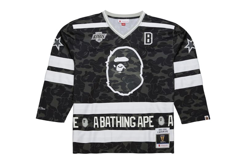 BAPE Teams up With Mitchell & Ness For New NHL Collaboration jersey beanies national hockey league Anaheim Ducks, New York Rangers, Los Angeles Kings, and Florida Panthers