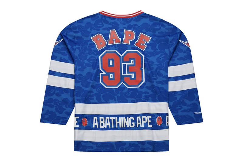 BAPE Teams up With Mitchell & Ness For New NHL Collaboration jersey beanies national hockey league Anaheim Ducks, New York Rangers, Los Angeles Kings, and Florida Panthers