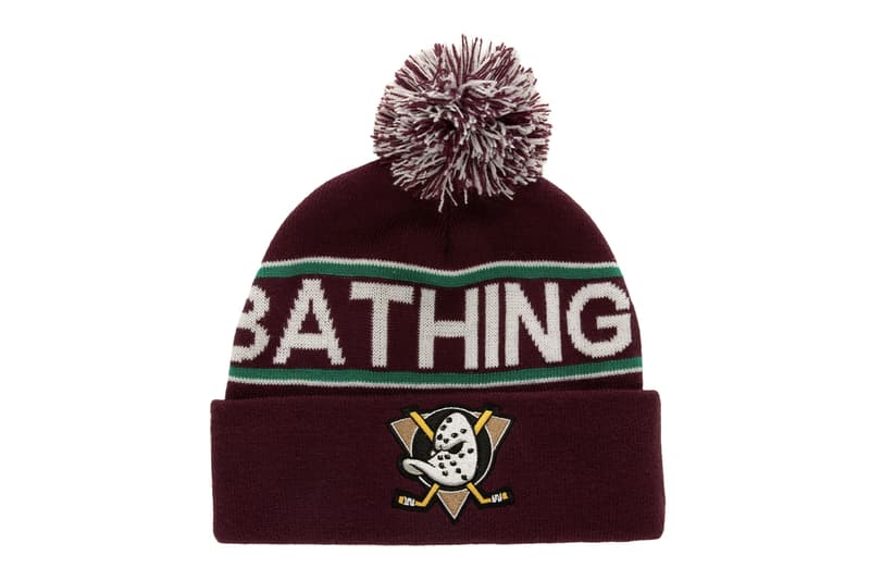 BAPE Teams up With Mitchell & Ness For New NHL Collaboration jersey beanies national hockey league Anaheim Ducks, New York Rangers, Los Angeles Kings, and Florida Panthers