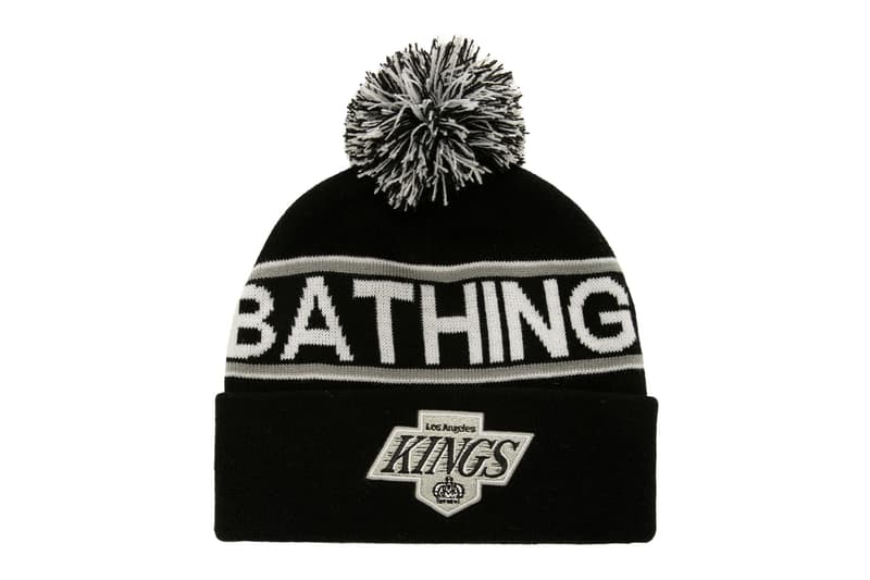 BAPE Teams up With Mitchell & Ness For New NHL Collaboration jersey beanies national hockey league Anaheim Ducks, New York Rangers, Los Angeles Kings, and Florida Panthers