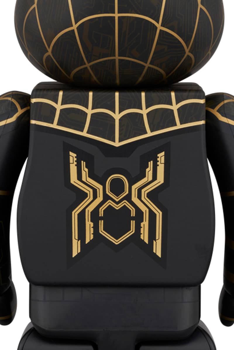 BE@RBRICK Looks to 'Spider-Man: No Way Home' for New Figures tom holland spiderman movie black gold suit zendaya film release january price 400 100 1000 size drop