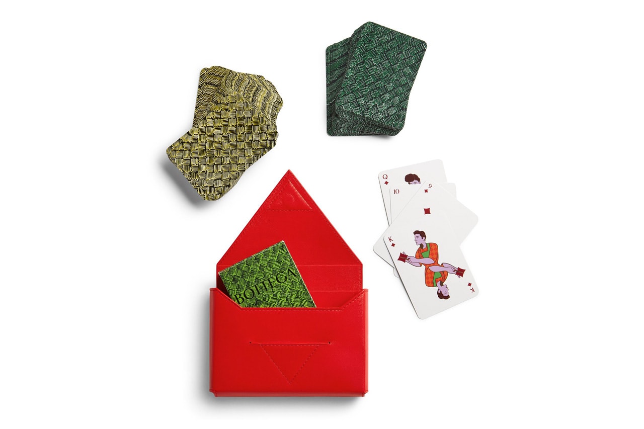 Bottega Veneta Unveils Extensive Home Collection cushion blanket good homeware design green colorway price card game backgammon accessories object leather bag box set 