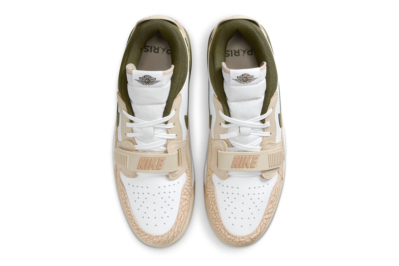 Official Look at Jordan Legacy 312 Low "PSG" FZ4358-100 White/Hemp-Sail-Sequoia Green january 2024 swoosh paris saint germain mbappe
