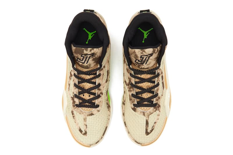 Official Look Jordan Tatum 1 "Tunnel Walk" DZ3320-200 Tan/Black-Sail-Volt Release info january 2024 release date deuce jayson tatum boston celtics nba basketball shoe swoosh nike jordan brand