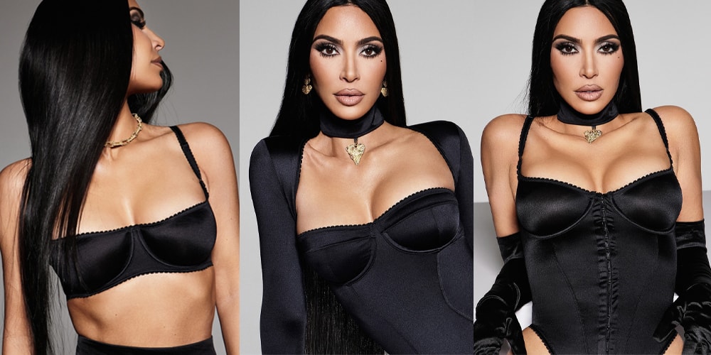 Kim Kardashian Brings Retro Vibes to SKIMS Stretch Satin Ad