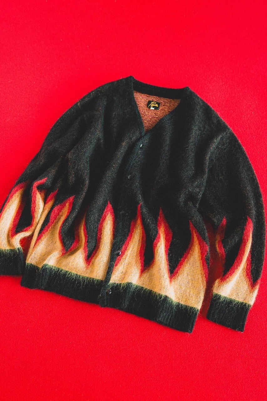 Needles Taps BEAMS for Fire Mohair Cardigan flame soft fuzzy soft release purchase sweater 