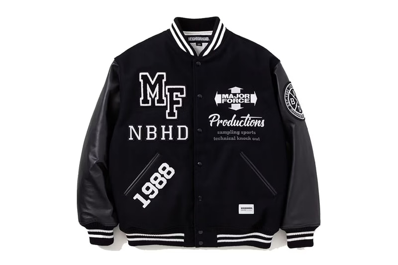 NEIGHBORHOOD x MAJOR FORCE Reveal First Collaborative Capsule of 2024 varsity jacket hoodie crewneck release drop january price link Shinsuke Takizawa's streetwear club music label isetatsu dog 