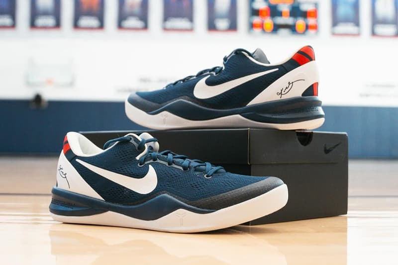 UCONN Basketball Team Receives Nike Kobe 8 Protro PEs ncaa vanessa bryant kobe bryant mamba midnight navy white varsity red husky nike mamba program