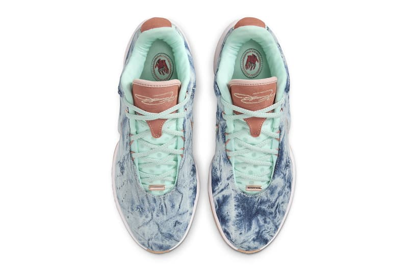 Nike LeBron 21 Aragonite Has an Official Release Date HF5466-300 Jade Ice/Emerald Rise-Platinum Violet-Terra Blush lebron james swoosh nike basketball