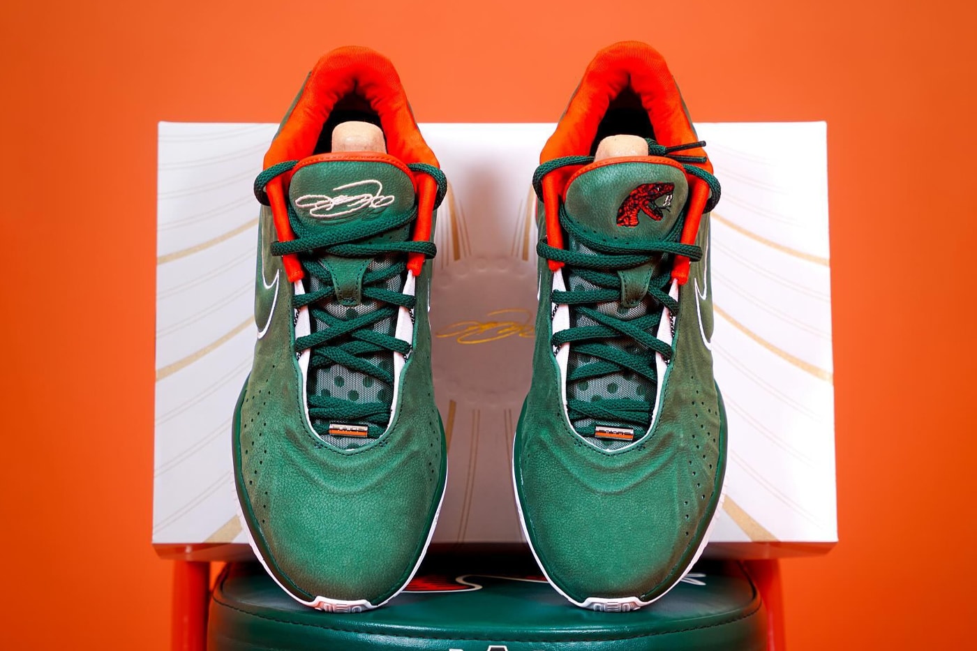 Florida A&M University Receives Nike LeBron 21 PE Sneakers famu lebron james swoosh nike tallahassee school green orange