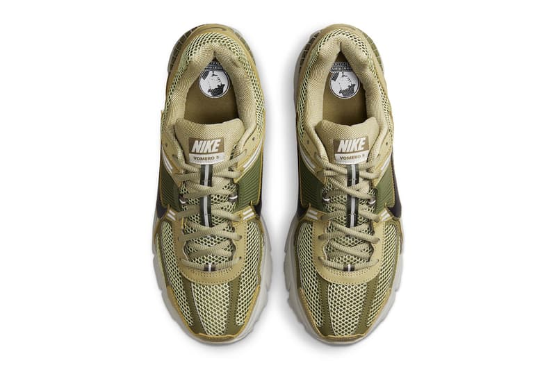 Nike Zoom Vomero 5 Resurfaces in "Neutral Olive" FJ1915-200 comfortable dad sneakers swoosh everyday shoes green