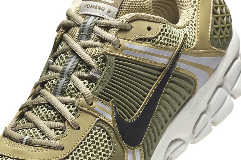 Nike Zoom Vomero 5 Resurfaces in "Neutral Olive" FJ1915-200 comfortable dad sneakers swoosh everyday shoes green