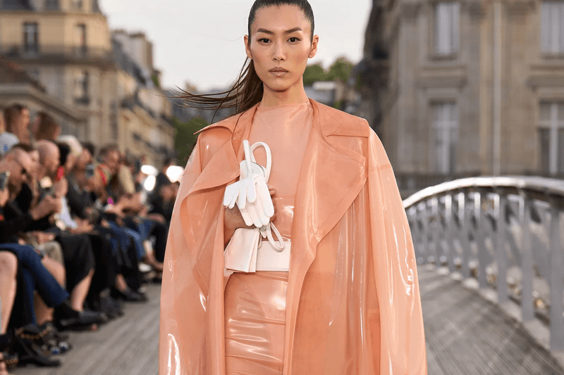 Peachy Fuzz Pantone 2024 Color of the Year runway fashion womenswear textile fabric