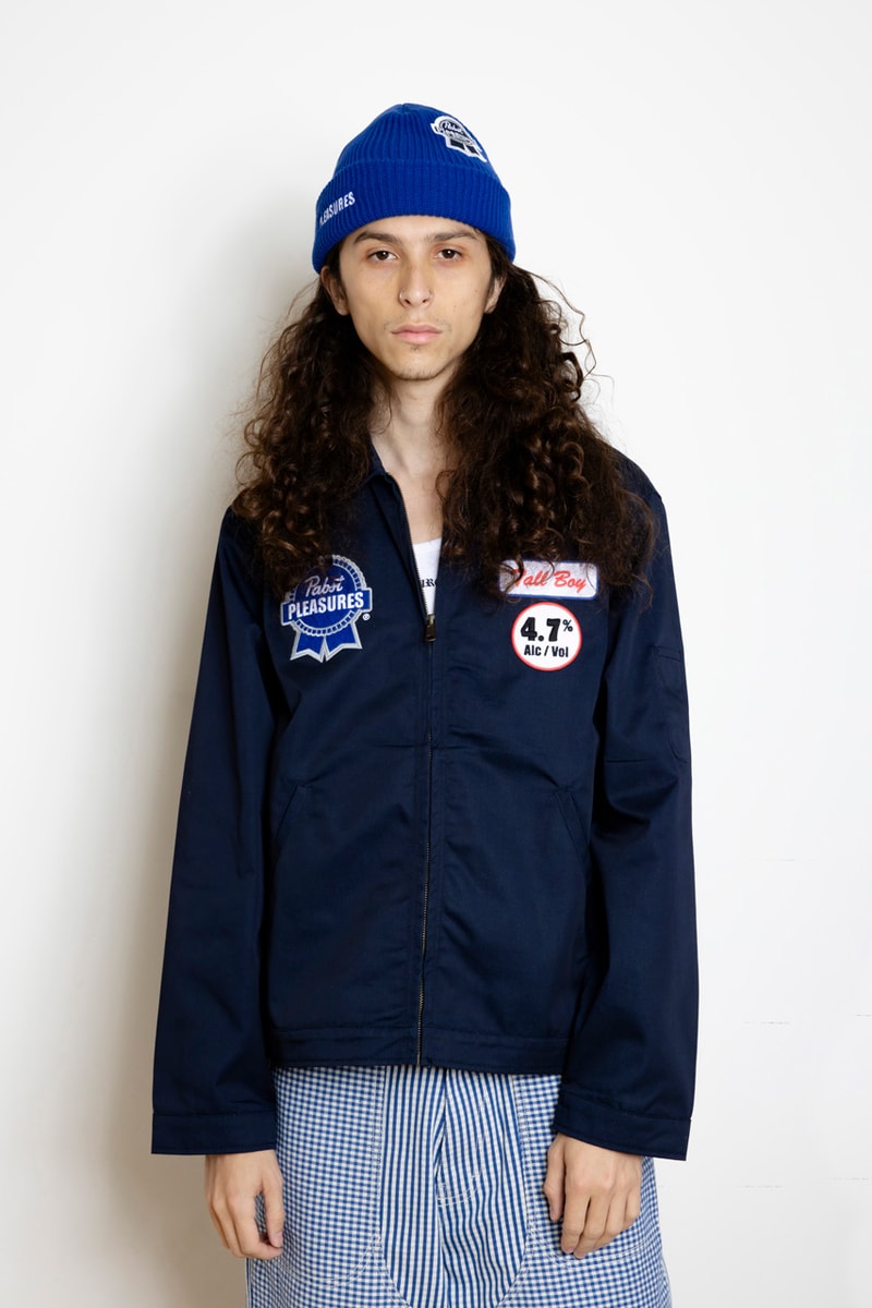 PLEASURES and Pabst Blue Ribbon Serve Up a Commemorative Capsule release shop link price hoodie t shirt pin graphic pbr beer 
