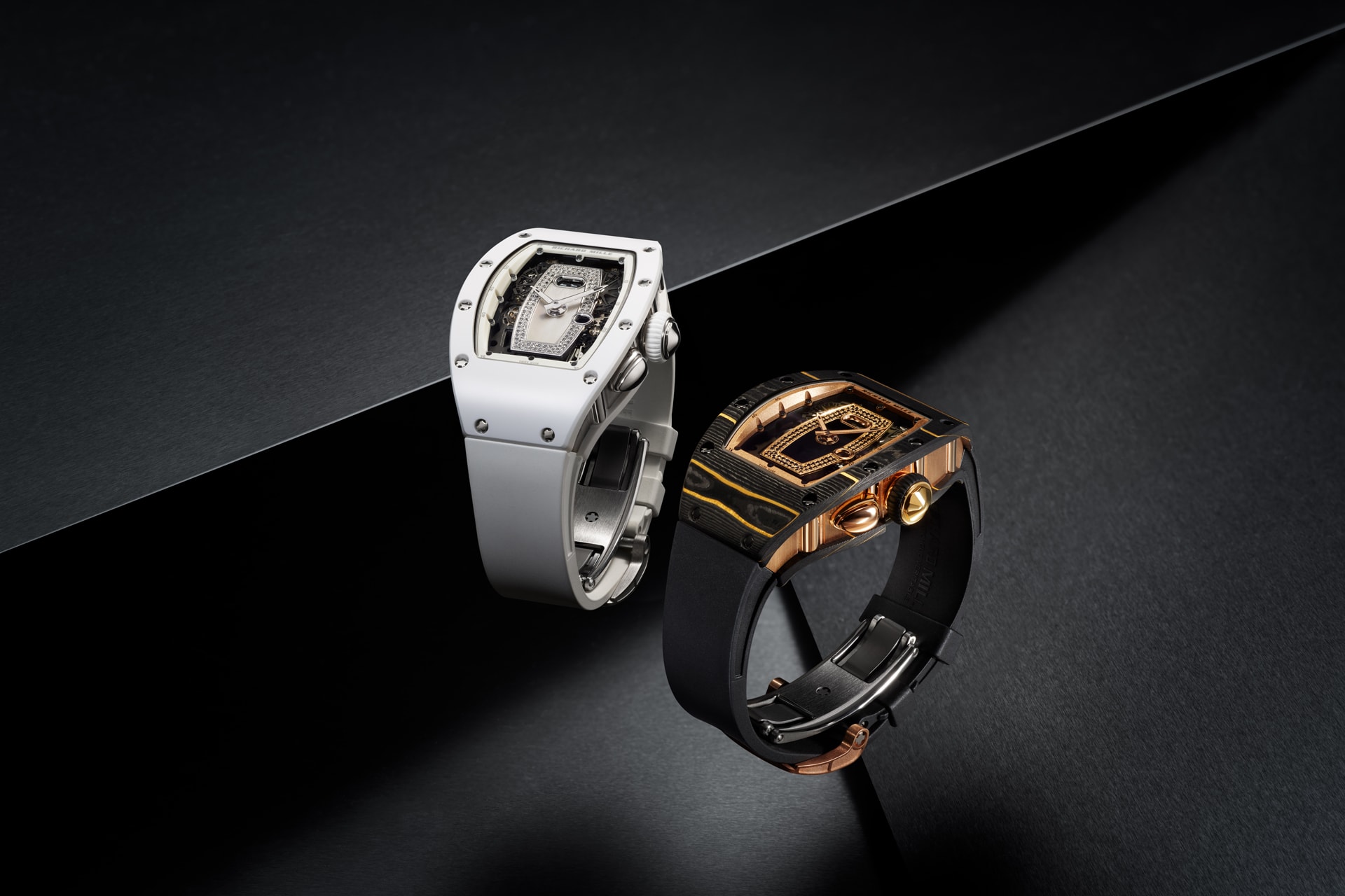 richard mille rm 037 watches ceramic carbon tpt gold caliber automatic winding crma1 ladies onyx diamond mother of pearl