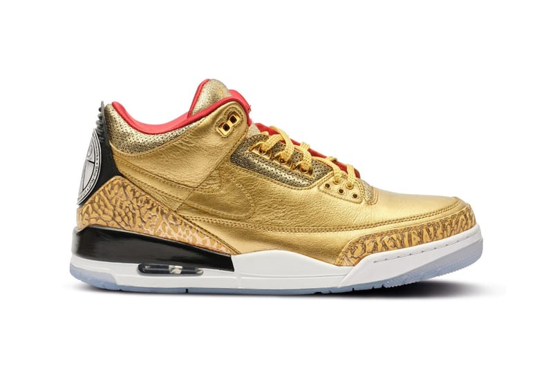 jordan 3 gold and white