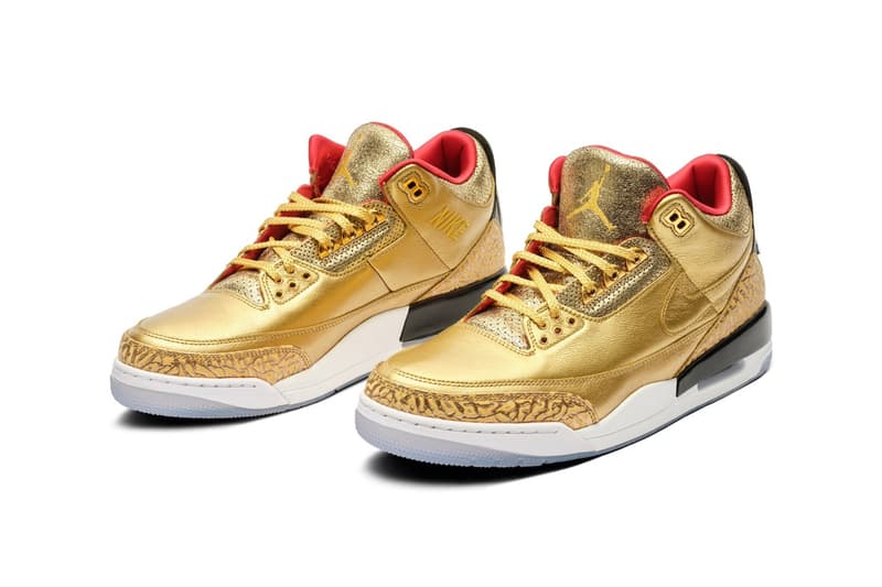 Spike Lee's Air Jordan 3 "Gold Oscars" PE Is up For Auction sotheby's Portland Rescue Mission vvalued between 15000 to 20000 mike and spike michael jordan jordan brand nike jumpman