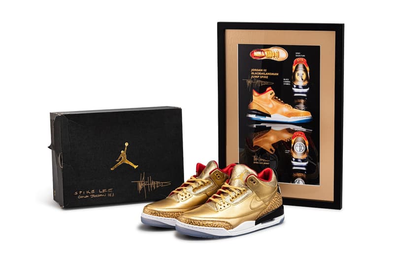 Spike Lee's Air Jordan 3 "Gold Oscars" PE Is up For Auction sotheby's Portland Rescue Mission vvalued between 15000 to 20000 mike and spike michael jordan jordan brand nike jumpman