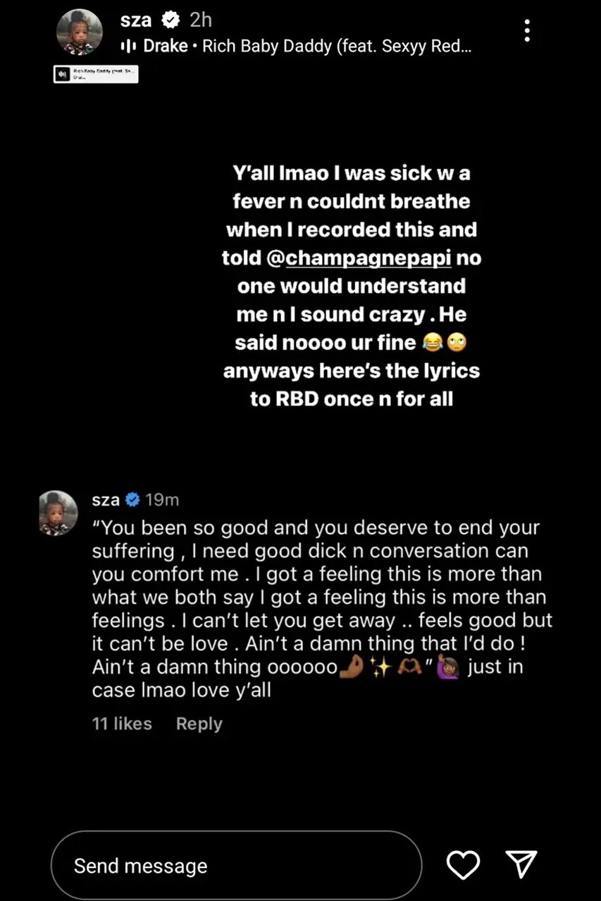 SZA Shares What She Actually Said on Her "Rich Baby Daddy Verse" for all the dogs drake sexyy sexy red stream lyrics album chorus drizzy single song