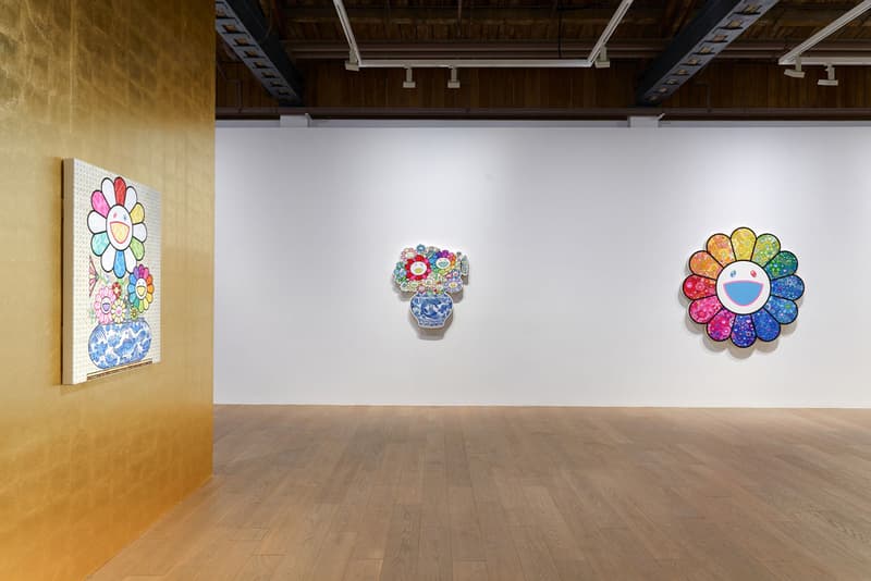 Check Out Takashi Murakami's Vibrant 'Still Lifes with Flowers' Exhibit kiki mr dob painting acrylic art shangai perrotin lucky cat vibrant flower