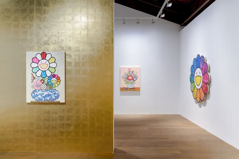 Check Out Takashi Murakami's Vibrant 'Still Lifes with Flowers' Exhibit kiki mr dob painting acrylic art shangai perrotin lucky cat vibrant flower 