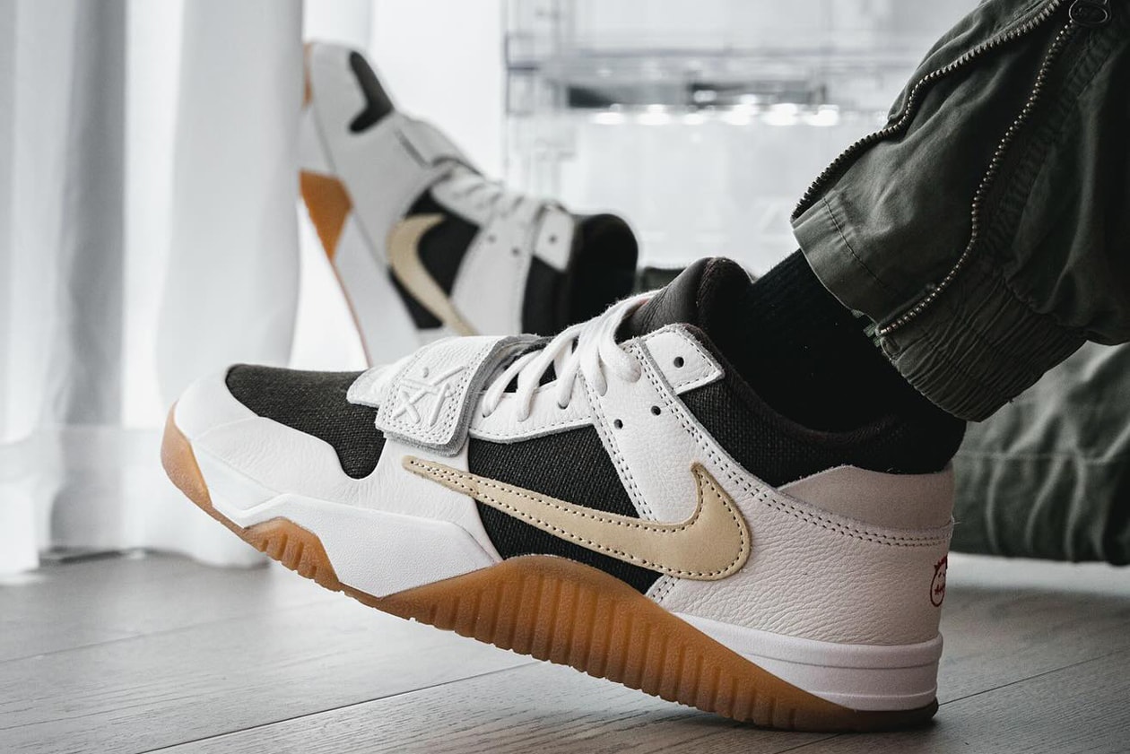 travis scott air michael jordan brand jumpman jack trainer signature sneaker sail brown tan official release date info photos price store list buying guid