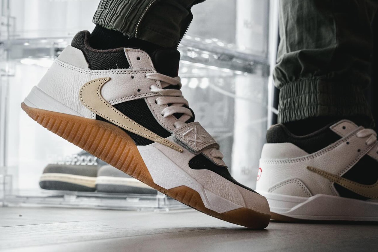 travis scott air michael jordan brand jumpman jack trainer signature sneaker sail brown tan official release date info photos price store list buying guid