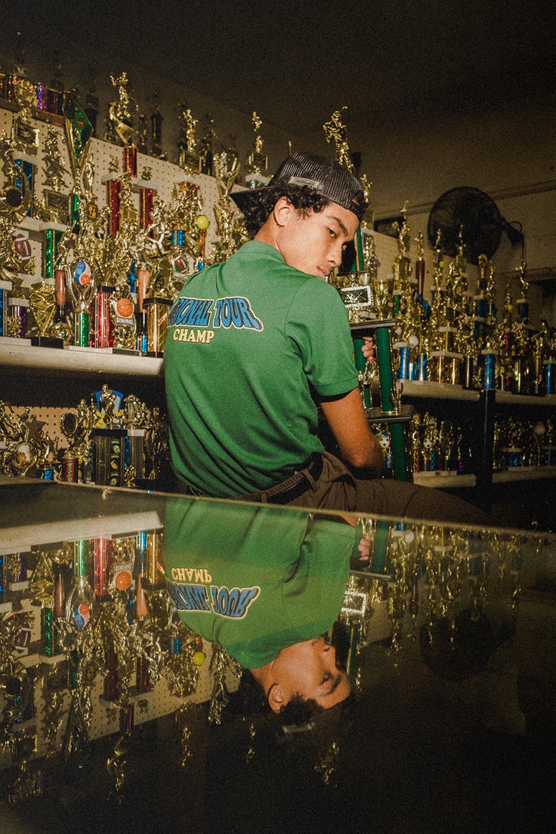 trophy room students collection collaboration marcus jordan golf t shirt polo mock neck green black white