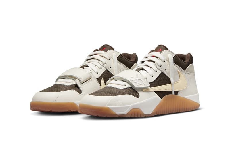 travis scott air michael jordan brand jumpman jack trainer signature sneaker sail brown tan official release date info photos price store list buying guid