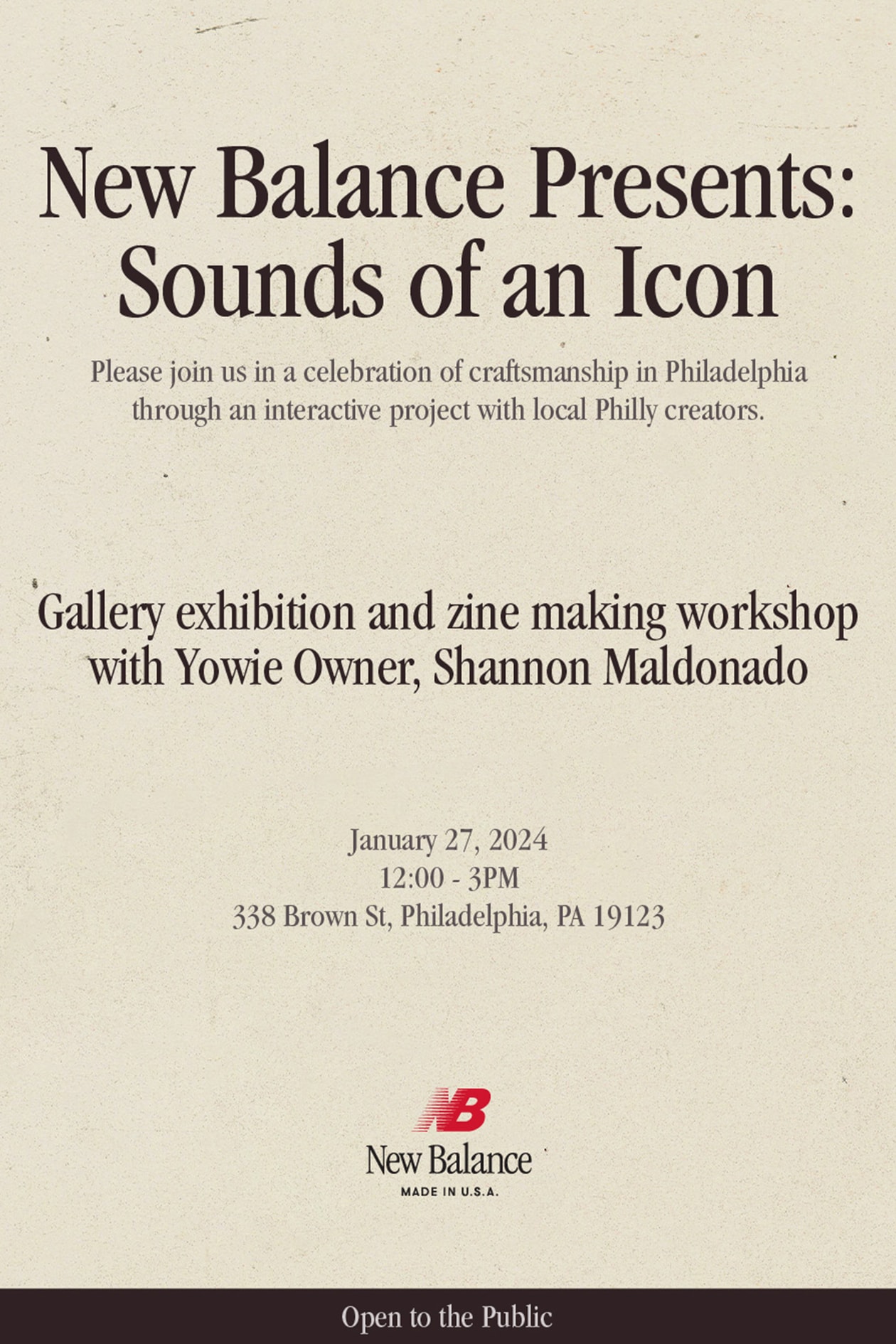 New Balance Sounds of an Icon Gallery and Workshops in Philadelphia