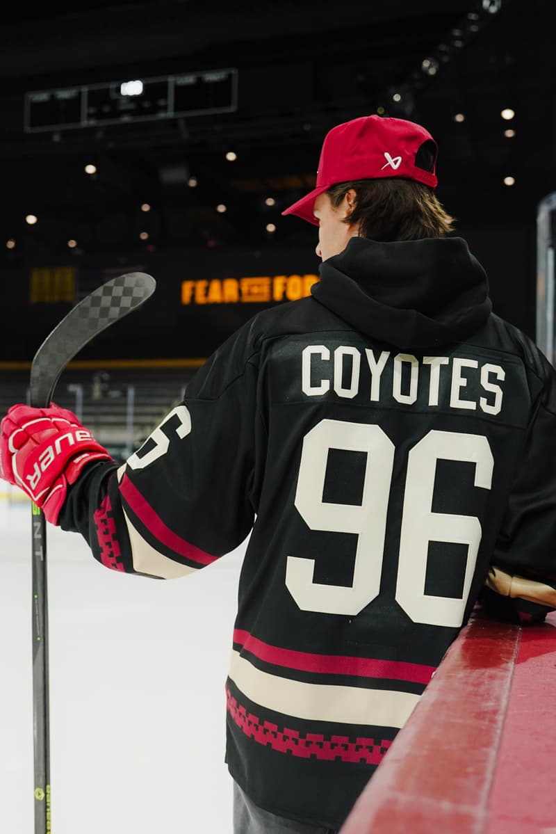 Arizona Coyotes X Bauer Hockey Is NAHMIAS Coded	doni creative director nhl hockey team capsule release price shop hat hoodie crewneck price link online ice skate streetwear nahmia